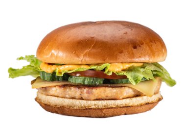 Beyaz arka plan üzerinde izole delecious hamburger