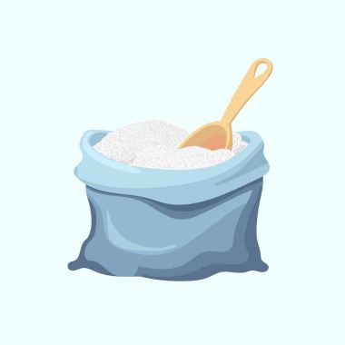 Bir torba pirinç alacaksınız. Vektör çizim.