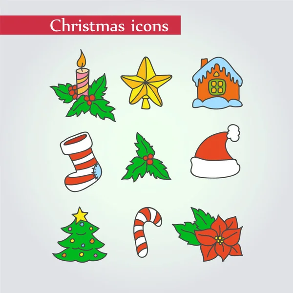 Noel anahat simgelerini belirlemek. Vektör çizim.