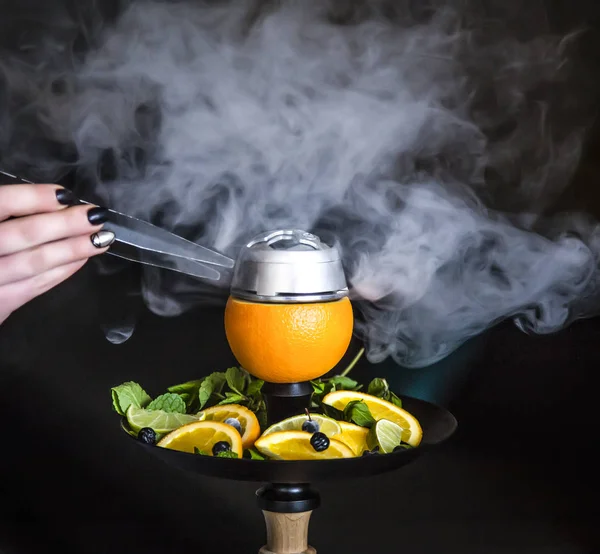 Hookah con cítricos y menta — Foto de Stock