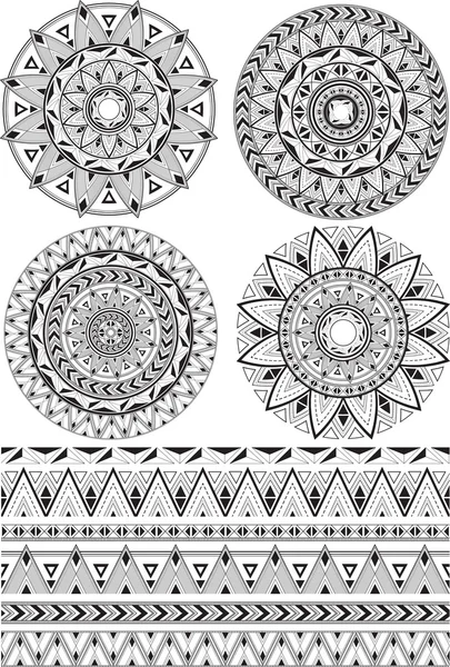 Set mandalas et motifs — Image vectorielle