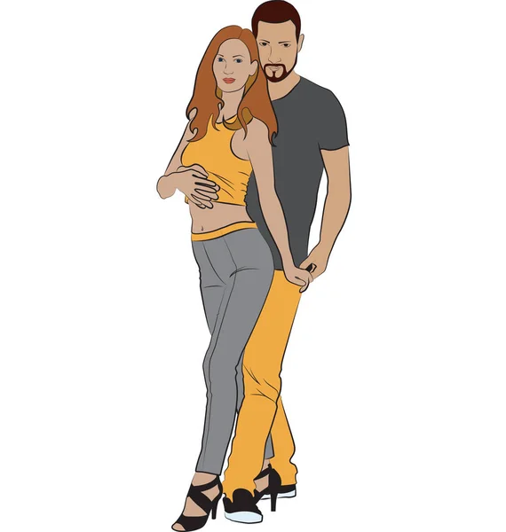 Pareja de baile. Baile social — Vector de stock