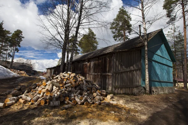 Gammal Trä Koja Den Ryska Byn — Stockfoto