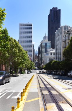 San Francisco sokak sahne - downtown - tramvay parça arıyorsunuz