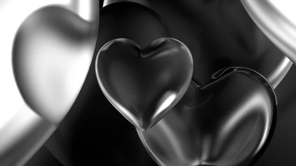 Heart wallpaper. Matte glass hearts in 3D scene for wedding or valentine\'s day