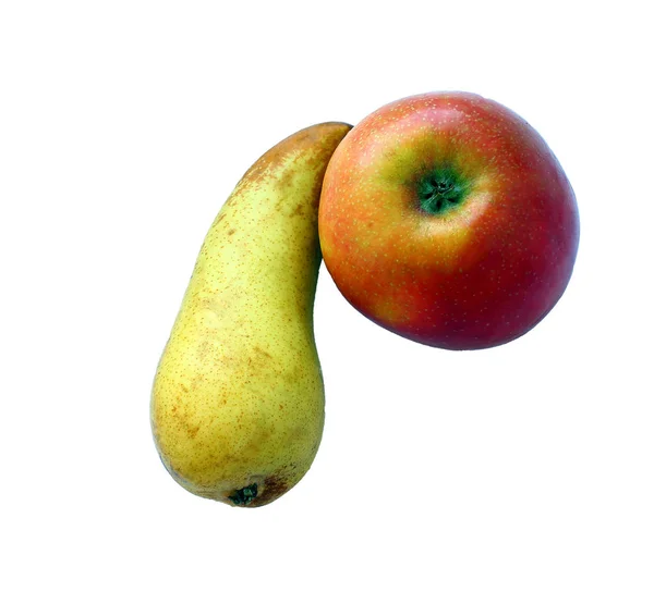 Äpple Päron Frukter Som Ligger Ljus Bakgrund — Stockfoto