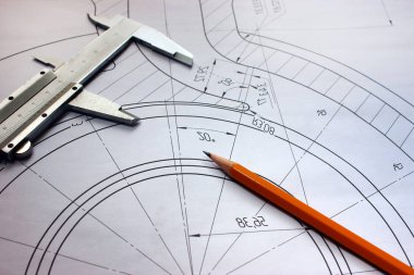 Çizimler bir kalem ile açın. Mühendislik ve tasarım. İnşaat projeleri. Planlama.