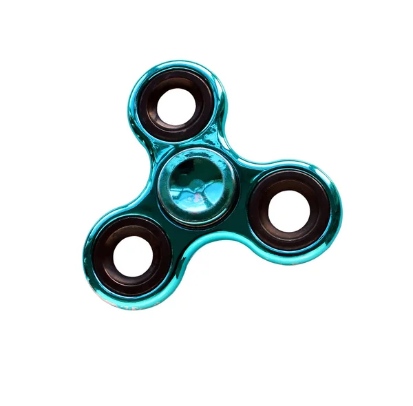 Spinner Spinnspielzeug Von Blauer Farbe Isoliert Auf Weißem Hintergrund — Stockfoto