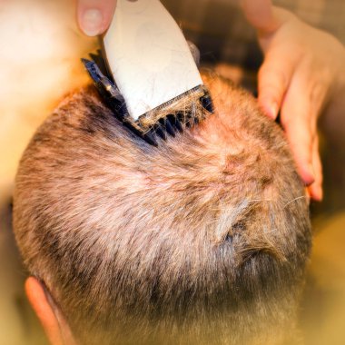 Saç makası, yetişkin erkek saç kesimi, yakın çekim, baş bakımı yaşam tarzı, vignette