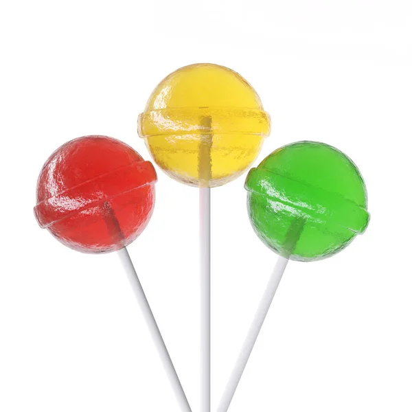 Drie Lollies Geïsoleerd Een Witte Achtergrond Afbeelding — Stockfoto