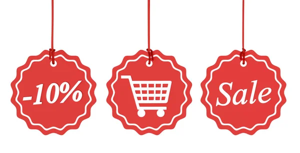 Beyaz izole Satılık Etiketler kümesi. 3D görüntü