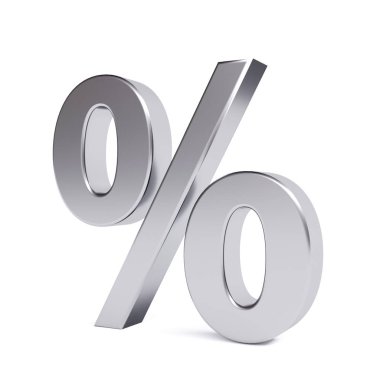 Metal yüzde simgesi. 3D görüntü