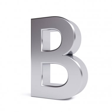 Metal harf B. koleksiyonu. 3D görüntü
