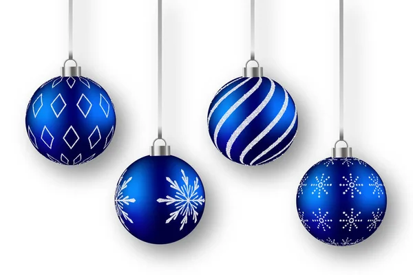 Beyaz arka planda izole edilmiş gerçekçi Noel topları. Vektör illüstrasyonu