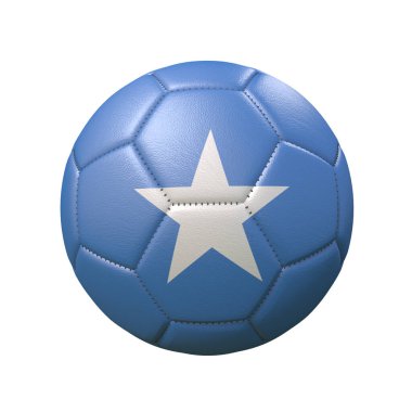 Beyaz arka planda izole edilmiş bayrak renginde futbol topu. Somali 'de. 3d resim