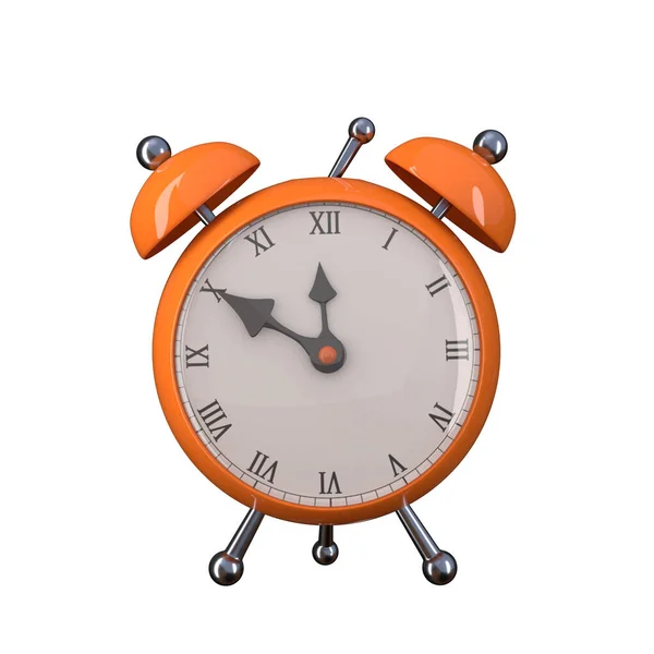 Bright Orange Alarm Clock Isolated White Background Image — Stock Photo, Image