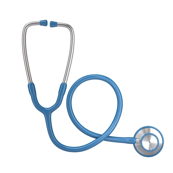 Mavi steteskop beyaz arka planda izole edilmiş. 3d resim