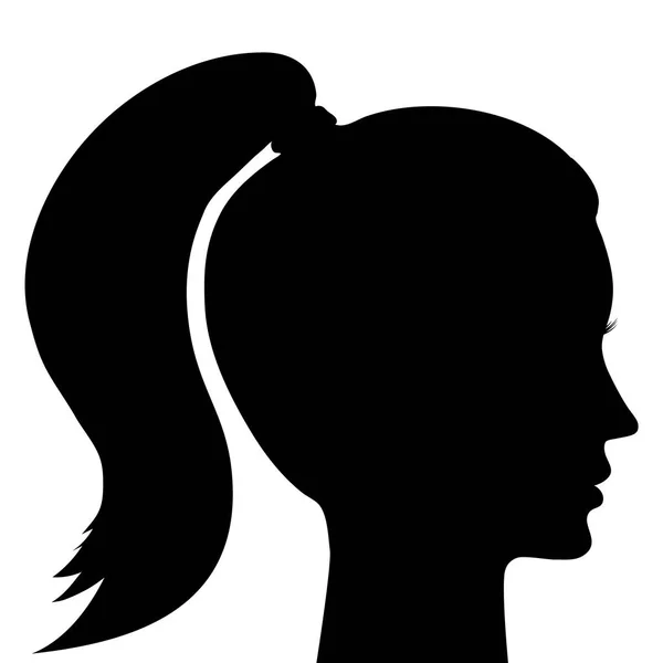 Profile Young Girl Hair Medium Length Collected Tail Straight Nose — Stock Vector