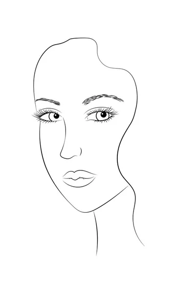 Portrait Noir Blanc Une Jeune Belle Femme Gros Plan Visage — Image vectorielle