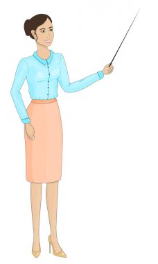 Genç kız bir iş tarzı. Öğretim görevlisi, öğretmen, haber spikeri, ekonomik yorumcu. Güzel ve genç birbayan. Gülümseyen kız. Mavi bluz. Bej etek, bej ayakkabı, esmer beyaz eps 10 göl kenarında