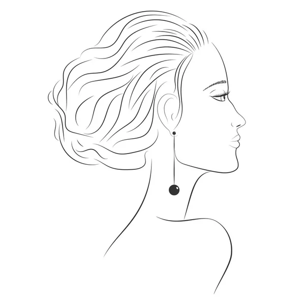 Visage Une Belle Fille Profil Belle Femme Visage Une Femme — Image vectorielle