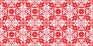 Seamless modeli. Kırmızı ve beyaz sorunsuz arka plan. Kırmızı desen. Arka plan, desen soyut. Geometrik desen. Basılı ürünler, broşürler, kitapçıklar, kumaş için arka plan. EPS 10