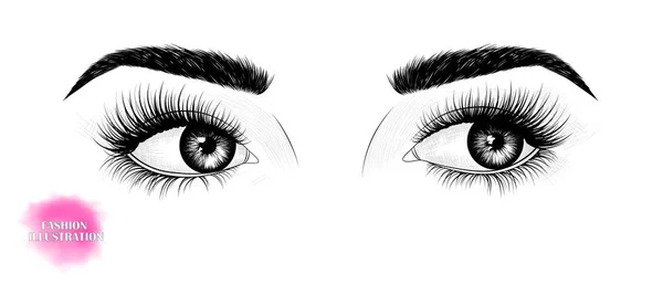 Imagen Dibujada Mano Blanco Negro Los Ojos Mirando Hacia Lado — Vector de stock