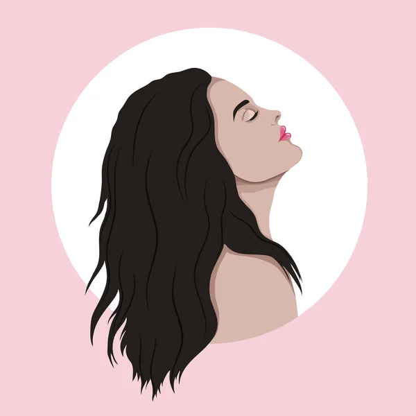 Beautiful Young Woman Profile Head Tilted Back Closed Eyes Fashion — Stock Vector