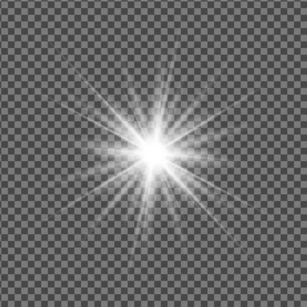 Vektor Transparente Wirkung Eines Leuchtenden Sterns Einer Sonne Eines Scheinwerfers — Stockvektor