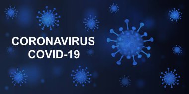 Koyu mavi arka planda bir koronavirüsün vektör çizimi. Covid-19. EPS 10