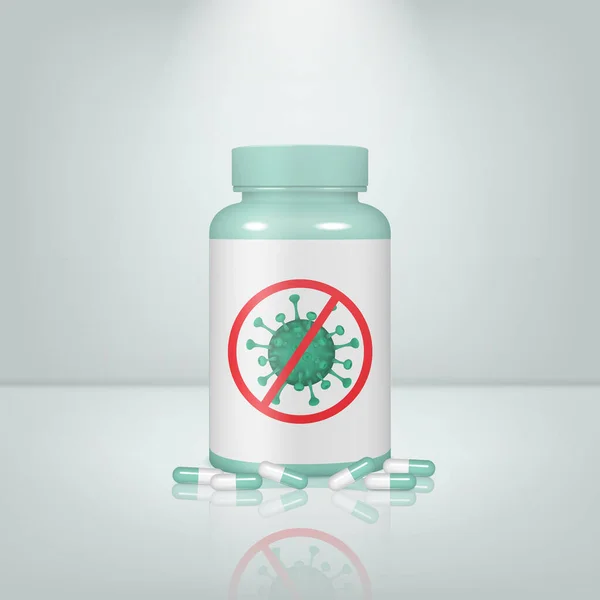 Emballages Pilules Plastique Traitement Antiviral Concept Traitement Virus Vecteur Eps — Image vectorielle