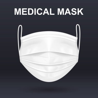 Gerçekçi beyaz tıbbi maske. Virüs koruması. Vektör EPS 10