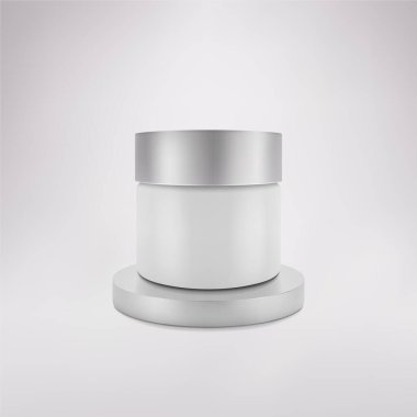 Kozmetik ürünleri için vektör gerçekçi modelleme (tasarım, şablon). Ayağa kalk, podyumda, stüdyoda sahne al. EPS 10.