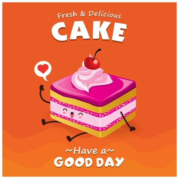 Vintage Cupcake affiche design avec vecteur cupcake caractère . — Image vectorielle