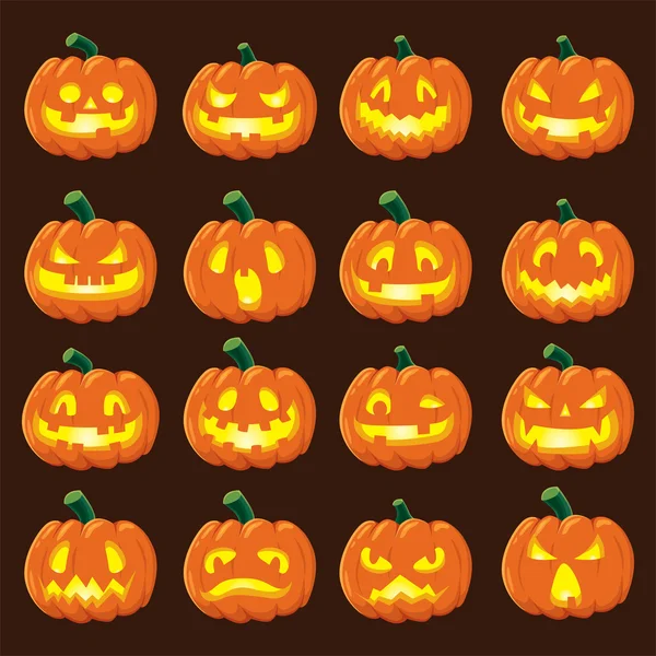 Vintage Halloween affisch design med vektor pumpkin head setet. — Stock vektor