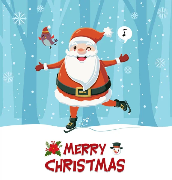 Винтажный дизайн рождественских плакатов с персонажами Санта-Клауса . — стоковый вектор