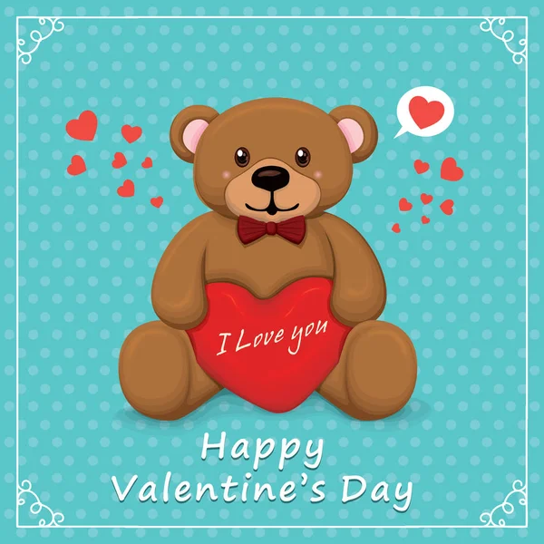 クマとビンテージのバレンタインの日ポスター デザイン — ストックベクタ