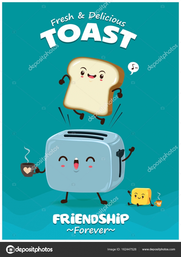 Vintage Food Poster Design With Bread Butter Toaster Character Vector Image By C Donnay Vector Stock Vintage Food Poster Design With Bread Butter Toaster Character Vector Image By C Donnay Vector Stock