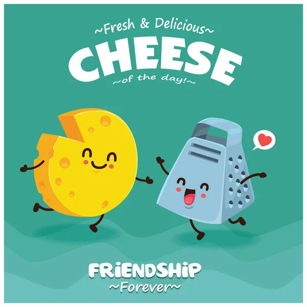 Desain Poster Vektor Dengan Karakter Vektor Cheese Tower Graters - Stok Vektor