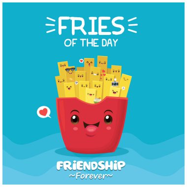 Vektör kızartma karakterli klasik poster tasarımı. 