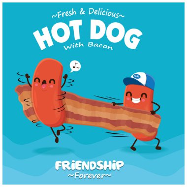 Sosisli sandviç ve pastırmalı klasik poster tasarımı.. 