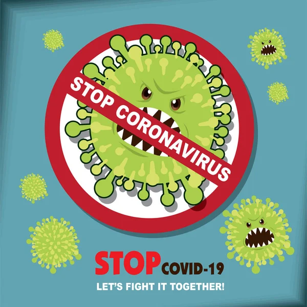 Kırmızı İşaretli Coronavirus Simgesi, Covid-19 Coronavirus Bakterisi. Coronavirüs salgını. Vektör illüstrasyonu.