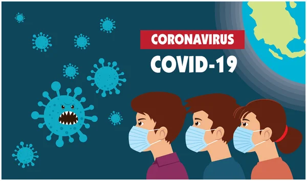Nyomtatásvektor Rajzfilm Hős Karakter Harcol Vírussal Covid Novel Coronavirus Illúzió — Stock Vector