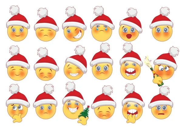 Navidad Emoji Conjunto Vector — Vector de stock