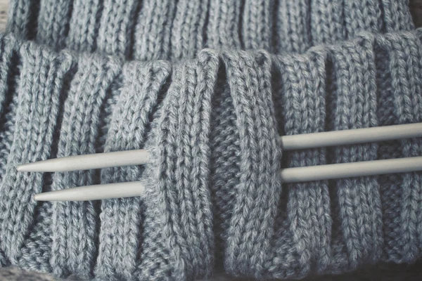 Knitwear with needles — Stock Photo, Image