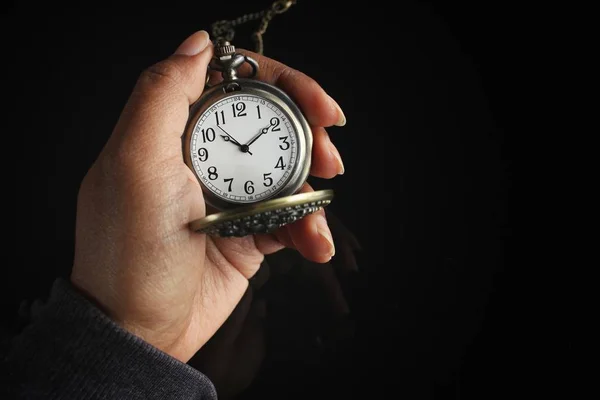 Vintage watch pocket on hand — Stock Photo, Image