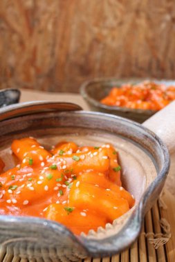 Pirinç kek Kore yemeği yakın çekim