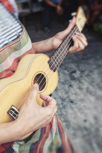 Close up de mulher tocando ukulele — Fotografia de Stock