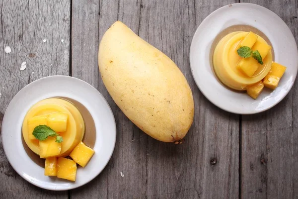 Zblízka mango pudink — Stock fotografie