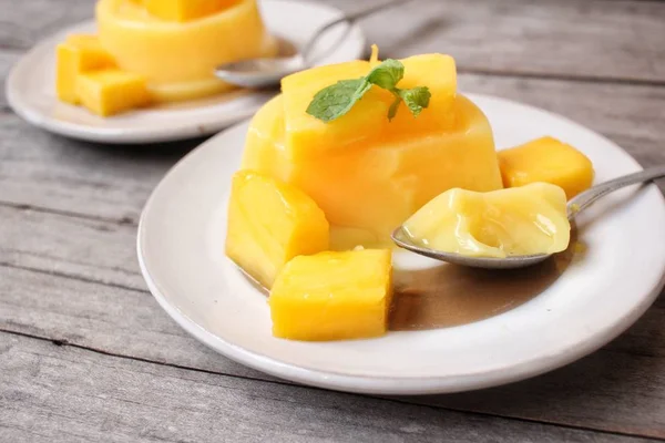 Zblízka mango pudink — Stock fotografie